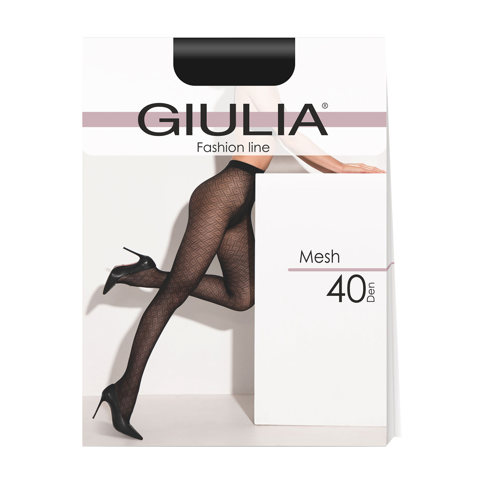 Фантазійні колготки жіночі Giulia Mesh без шортиків, 40 DEN, Nero, розмір 4