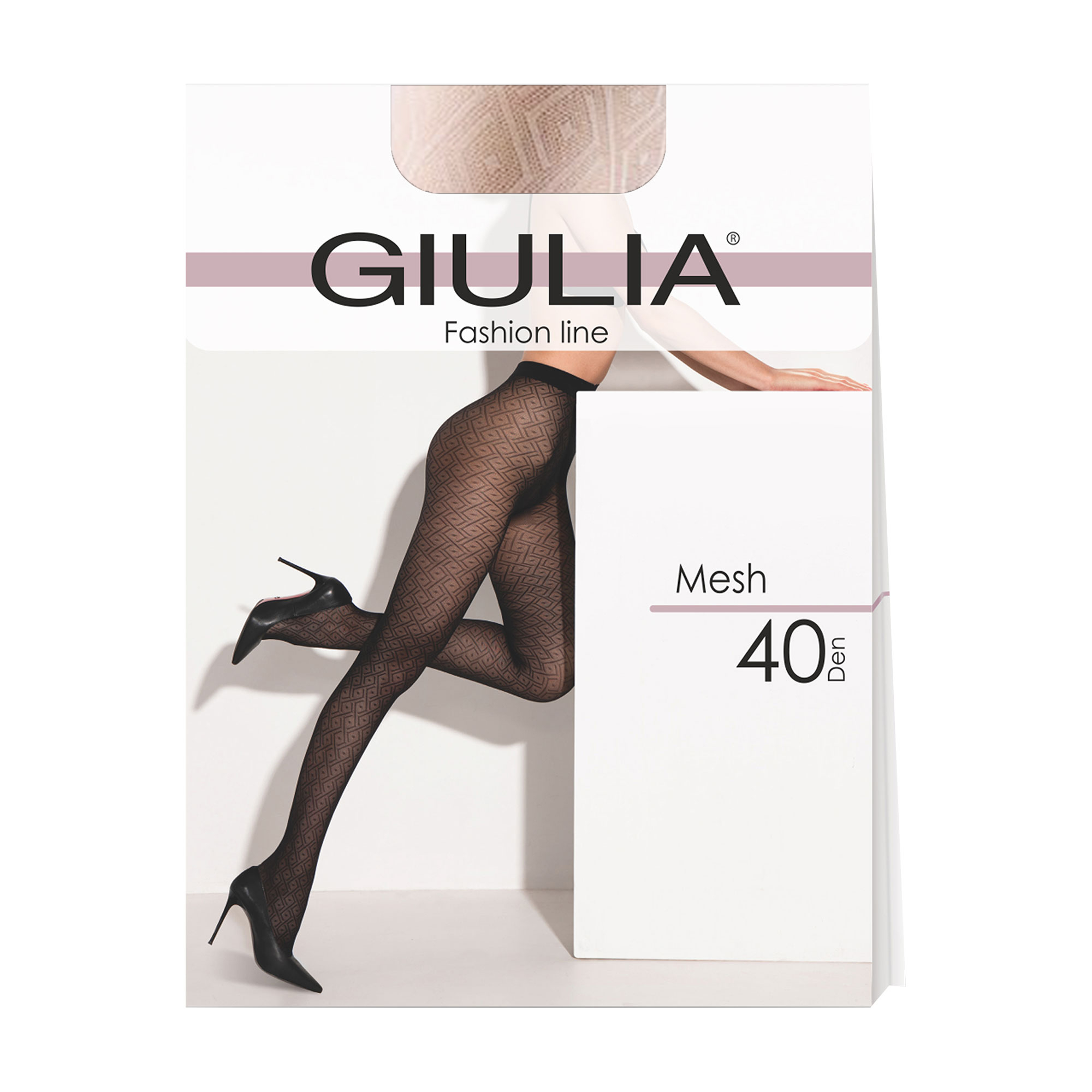 Фантазійні колготки жіночі Giulia Mesh без шортиків, 40 DEN, Crema, розмір 3
