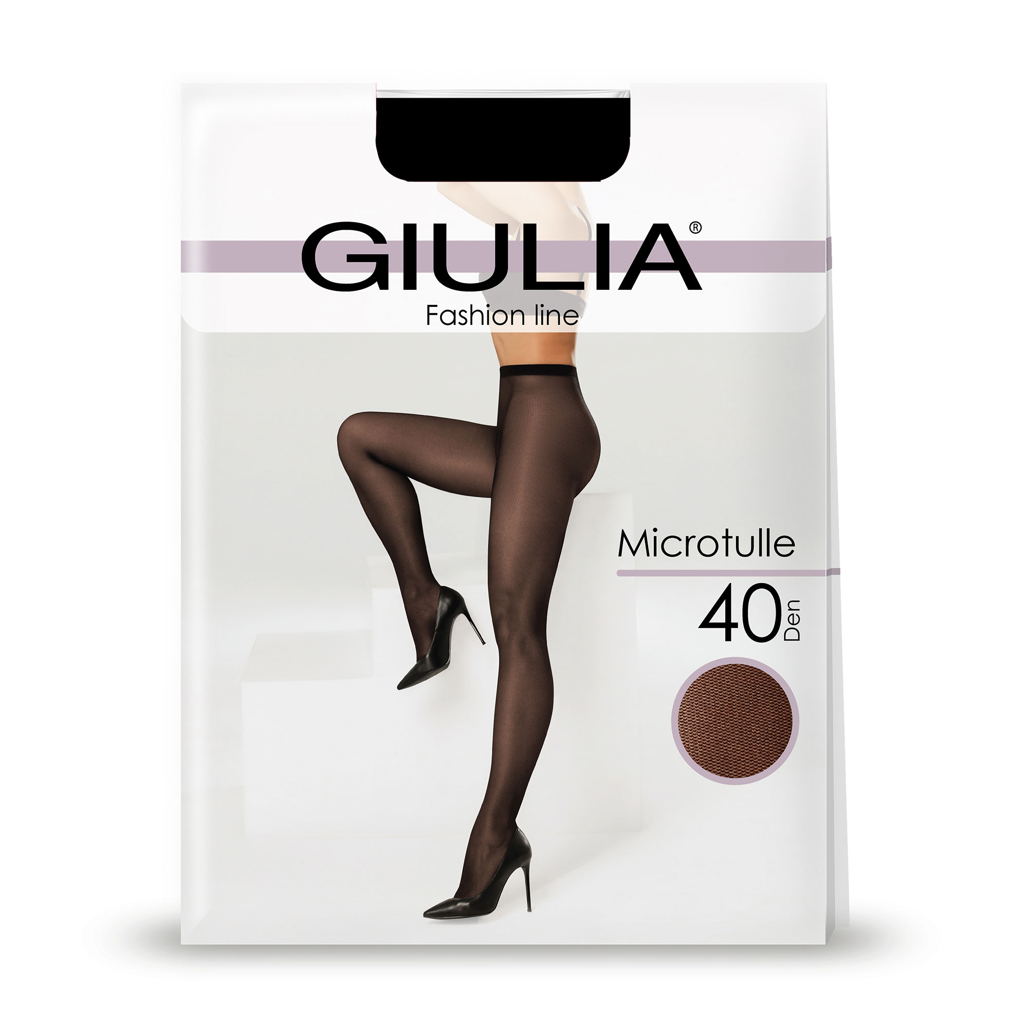 Фантазійні колготки жіночі Giulia Microtulle (1) з ефектом сіточки, 40 DEN, Nero, розмір 3